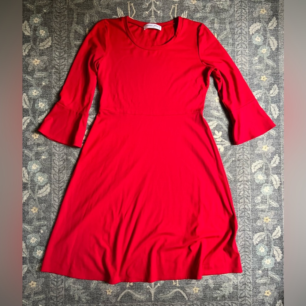 Sonnet James A Play Dress red long bell sleeve A line dress